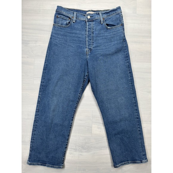 Levi's Ribcage Straight Ankle High Rise Button‎ Fly Jeans 32x27 Stretch - Picture 4 of 10